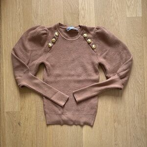 Zara Puff Sleeve Sweater with Gold Button Details